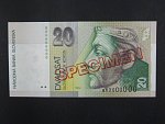 20 Sk 31.10.1997 serie B 00000000, anulát číslo 0696 s pretiskem SPECIMEN, Ba. SK 7c