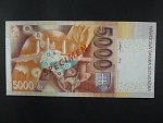 5000 Sk 10.5.1999 serie H 00000000, anulát číslo 0696 s přetiskem VZOR, Baj. SK 14a, Pi. 33s