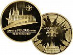 2002, Česká mincovna, zlatá medaile Summit NATO v Praze (J.Bejvl), Au 0,999, 31,1g (1 UNZ), průměr 37mm, náklad 100 ks, číslo 23