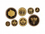 2000, Česká mincovna, zlaté medaile Dukátová řada 1 + 2 + 5 + 10 dukát, Au 0,999, 31,1 +15,56 + 7,78 + 3,11g, náklad 300 ks