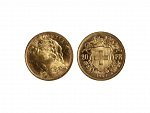 Švýcarsko - 20 Frank 1947 B, 6,451g, Au 0.900