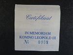 Ag medaile - In memoriam Koning Leopold III., Ag 0,925, 11,5 g, průměr 30mm, náklad 7500ks, certifikát, etue