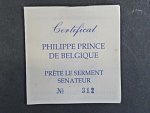 Ag medaile - Philippe Prince de Belgique, Ag 0,925, 11,5 g, průměr 30mm, náklad 7500ks, certifikát, etue