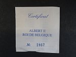 Ag medaile - Albert II. Roi de Belgique, Ag 0,925, 11,5 g, průměr 30mm, náklad 7500ks, certifikát, etue