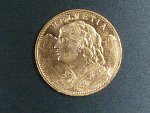 Švýcarsko - 20 Frank 1922 B, 6,451g, Au 0.900