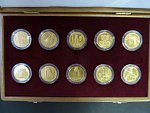sada 10ks pamětních mincí 2500 Kč kulturní památky technického dědictví v dřevěné etui, certifikáty