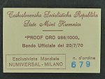 Dukátová medaile V.I.Lenin, raženo v Kremnici 1970, Au 986/1000, certifikát, originální balení