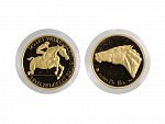 1999, Česká mincovna, V.Machač - zlatá medaile Velká Pardubická steeplechase, Au 0,999, 15,56g (1/2 UNZ), průměr 28mm, náklad 100 ks číslovaná na hraně č. 3 !!