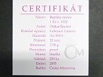 2005, Česká mincovna, V.Španiel/L.Lietava - zlatá medaile s motivem 1 Kč 1922, Au 0,999, 7,78g, průměr 22mm, náklad 250 ks, etue, certifikát