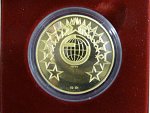 2004, Česká mincovna, Vladimír Opl - zlatá medaile Vstup ČR do EU, Au 0,999, 31,1g (1 UNZ), průměr 37mm, náklad 200 ks číslovaná na hraně č. 107, etue, certifikát