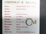 2002, Česká mincovna, zlatá medaile Summit NATO v Praze (J.Bejvl), Au 0,999, 31,1g (1 UNZ), průměr 37mm, náklad 100 ks, číslo 1, etue, certifikát