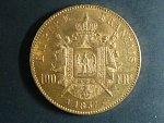 100 Frank 1857 A Napoleon III., Au 900/1000, 32,25 g, průměr 35 mm