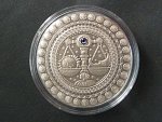 Pamětní stříbrný 20 Rubl 2009 znamení váhy se syntetickým zirkonem, Ag 925, 28,28g, patinovaný, certifikát