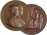 František Josef I. 1848-1916 - AE Medaile 1879 na stříbrnou svatbu císařského páru, věnováno městu Vídni, sign. Scharff, pr. 50 mm, Haus. 333
