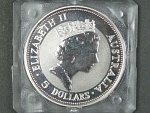 5 Dollars - 1 Oz (31,1050g)  Ag - Kookaburra 1991, kvalita proof, Ag 999/1000, etue