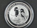 1 Dollars - 1 Oz (31,1050g)  Ag - Kookaburra 2013, kvalita proof, Ag 999/1000, etue