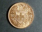 Švýcarsko - 20 Frank 1922 B, 6,451g, Au 0.900