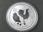 1 Dollars - 1 Oz (31,1050g)  Ag - Rok kohouta 2017, kvalita proof, Ag 999/1000, etue