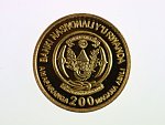 200 Franků 2007, Dian Fossey s gorilou, Au 0.999, 1 g., průměr 13,92 mm.