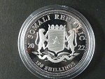100 Shillings 2022 - sloni, kvalita proof, 1 OZ Ag 999,9, etue