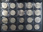 kompletní sada stříbrných pamětních mincí od roku 1947 do roku 1993, celkem 103 ks, bezvadný stav