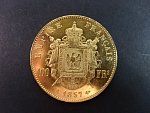 100 Frank 1857 A Napoleon III., Au 900/1000, 32,25 g, průměr 35 mm