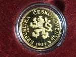 Au + Ag replika 5 Kčs 1937, náklad 10 ks, certifikát, etue