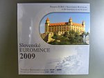 2009 ročníková sada euromincí k výročí 70.rokov Slovenskej Koruny, stříbrná replika 5ks 1939 proof, číslované