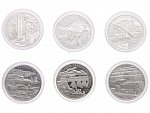 Sada 6ks 20 Euro 2007-2009, Vlaky a Lokomotivy, Ag 0.900, 20g, etue a certifikáty_