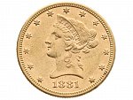 10 Dolar 1881, 16.718 g, Au 900/1000