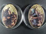 sada 2x 2 Pounds 2014 Leonardo da Vinci - Madonna ze skalní jeskyně - 2x 1 Oz (31,1g)  Ag, kvalita proof - kolorované, Ag 0.999
