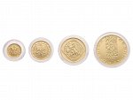 sada zlatých mincí Koruna česká, 1000, 2500, 5000, 10000 Kč 1996, kvalita b.k., raženo 1251 ks, společná dřevěná etue, certifikáty, N ZCZ 1-4