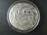 Pamětní stříbrný 20 Rubl 2009 znamení vodnář se syntetickým zirkonem, Ag 925, 28,28g, patinovaný