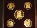 sada 4x 5 dukát (17,5g) + 10 dukát AU (35g), 1140.výročí příchodu sv. Cyrila a Metoděje, náklad 30 ks