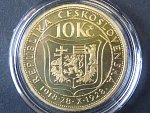10 Kč 1928 - Desaté výročí vzniku Československé republiky 1918-1928, novoražba v mosazi