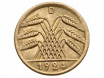 50 Pfennig 1924 D, zbytky ražebního lesku_, J.318