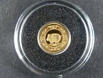 Mongolsko, 500 Togrog 2019, Au 999/1000, 0,5g, průměr 11 mm, z cyklu nejmenší zlaté mince světa