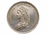 Ag žeton 1867 Uherská korunovace Alžběty (Sisi) v Budapešti, latinský nápis, průměr 23,5 mm, 5,49 g, Früh. III.3.b