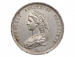 Ag žeton 1867 Uherská korunovace Alžběty (Sisi) v Budapešti, uherský nápis, průměr 23,5 mm, 5,50 g, patina, Früh. III.6.b, rysky, nepatrná hranka