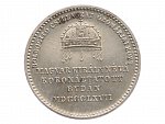 Ag žeton 1867 Uherská korunovace Alžběty (Sisi) v Budapešti, uherský nápis, průměr 20 mm, 3,33 g, patina, Früh. III.7.b