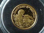 200 Franků 2007, Dian Fossey s gorilou, Au 0.999, 1 g, průměr 13,92 mm, z cyklu nejmenší mince světa