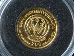 200 Franků 2007, Dian Fossey s gorilou, Au 0.999, 1 g, průměr 13,92 mm, z cyklu nejmenší mince světa