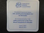 Slovensko 2 EUR 2023 pamětní 100.výročí první transfúze krve na Slovensku
