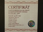 AR medaile dokončení stavby Chrámu sv. Víta, Ag 987, 70 mm, 116 g, náklad 160 ks, ražba Česká mincovna 2023, dřevěná etue, certifikát
