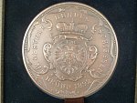AE medaile střelby Brno 1892, Cu, 100 mm, 872 g, náklad 100 ks, ražba Česká mincovna 2024, etue, certifikát
