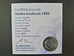 AR medaile střelby Insbruck 1885, Ag 999, 37 mm, 31,1 g, náklad 2000 ks, ražba Česká mincovna 2023, etue, certifikát