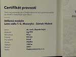 AR pamětní medaile Letní sídlo T.G.M. - zámek Hluboš, Ag 999, 42 g, průměr 50 mm, náklad 100 ks číslo 48, etue, certifikát