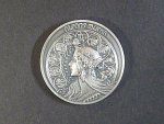 Ag  pamětní medaile Zbyňka Fojtů - Alfons Mucha, Ag 999,9, 40 g, průměr 37 mm, ražba Česká mincovna 2024, náklad 150 ks, číslované, etue, certifikát