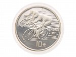 10 Yuan 1990 - Letní olympijské hry 1992, Barcelona - Cyklistika, 30g, 0.900 Ag_