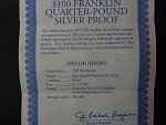 100 Dollars 1997, 4 oz, .999 Ag - design nové $100 banovky Benjamin Franklin, etue, certifikát